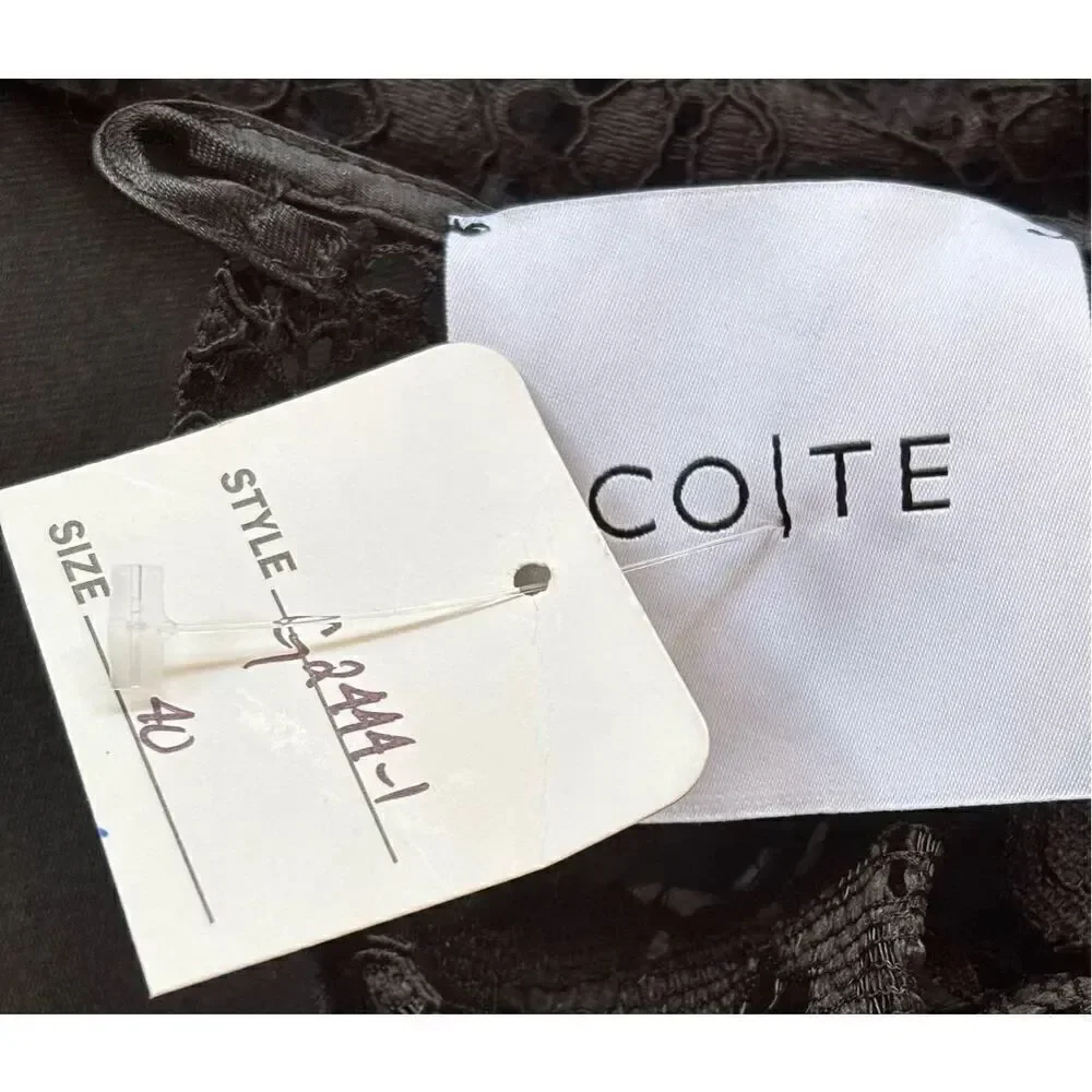 Co|te Lace & Satin Midi Dress in Black NWT Size 40/ US 6